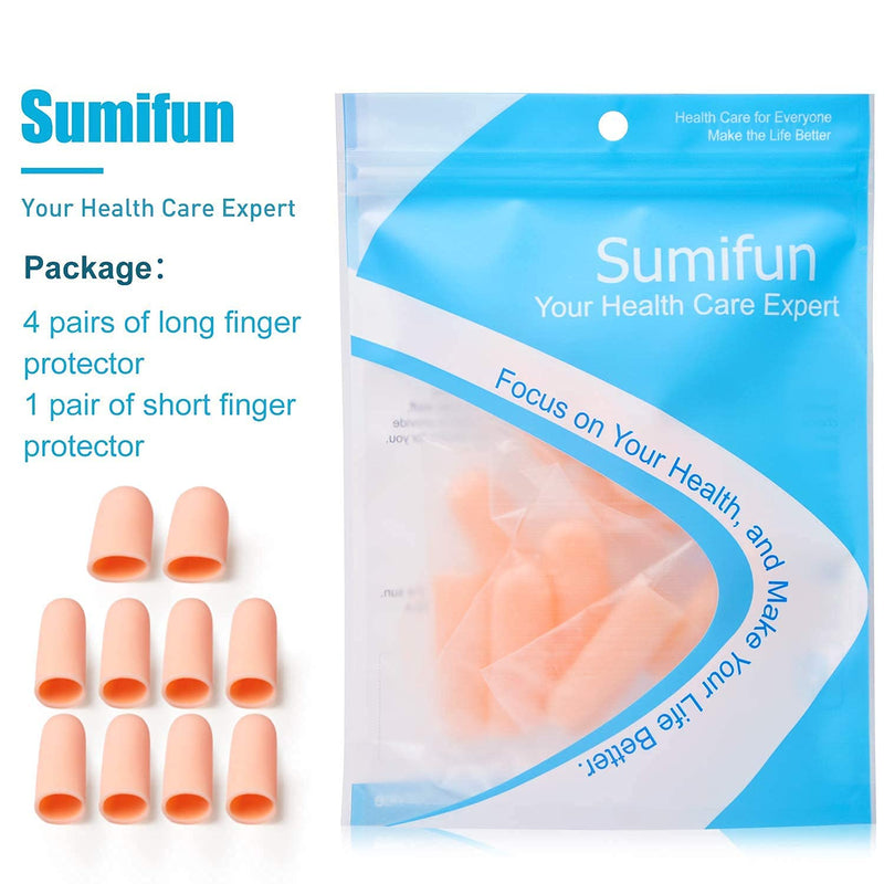 Sumifun Finger Covers, 10 Packs of Finger Sleeves Protector for Nails, Fingertips, Scald, Finger Pain Relief, Finger Tubes for Crafting, Basketball, Volleyball, Gardening Black