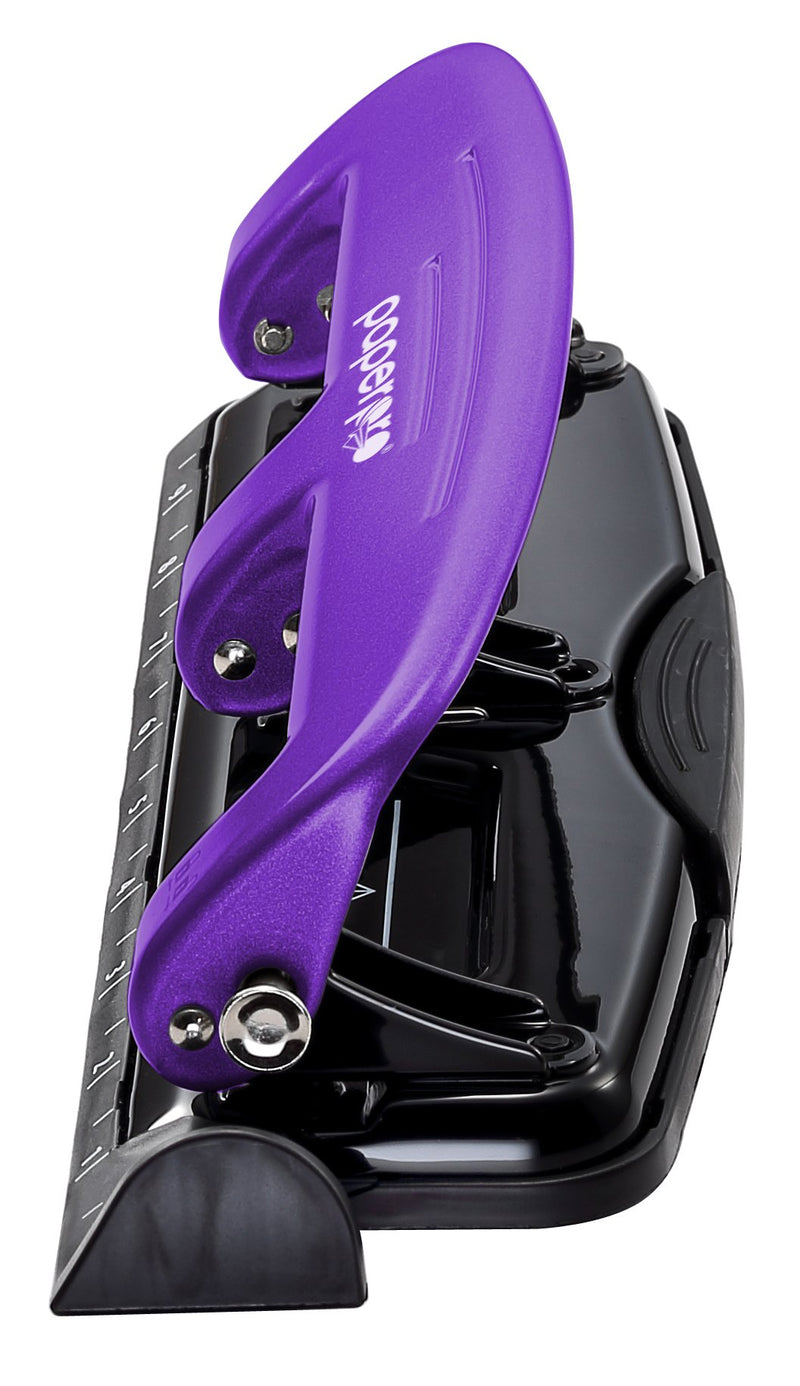 Bostitch Office EZ Squeeze Reduced Effort 3-Hole Punch, 12 Sheets, Purple,black , 1.6" x 3" x 11"