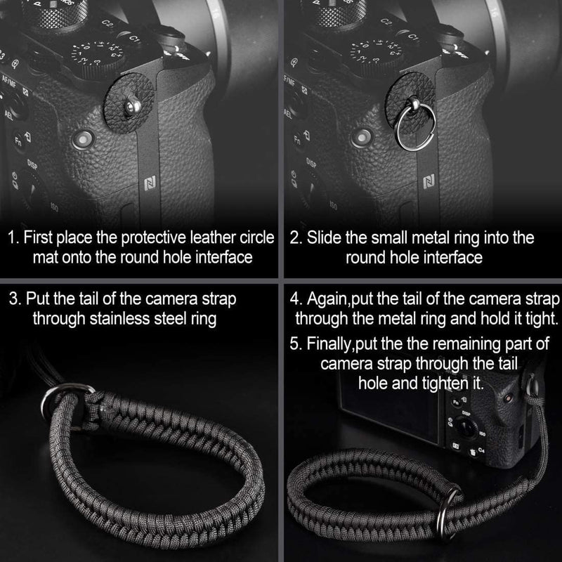Camera Wrist Strap - Paracord High-end Camera Hand Strap Wrist Lanyard for DSLR or Mirrorless Camera Black