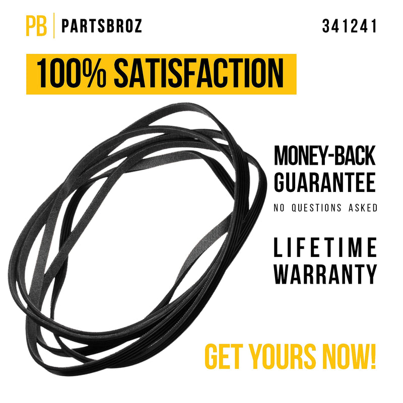 341241 Drum Belt by PartsBroz - Compatible with Whirlpool Dryers - Replaces AP2946843, W10127457, FSP341241, 8066065, 694088