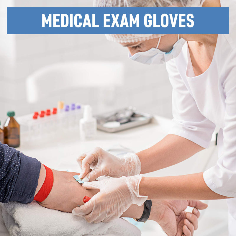Powder Free Disposable Gloves Medium -100 Pack -Clear Vinyl Medical Exam Gloves Medium (Pack of 100)