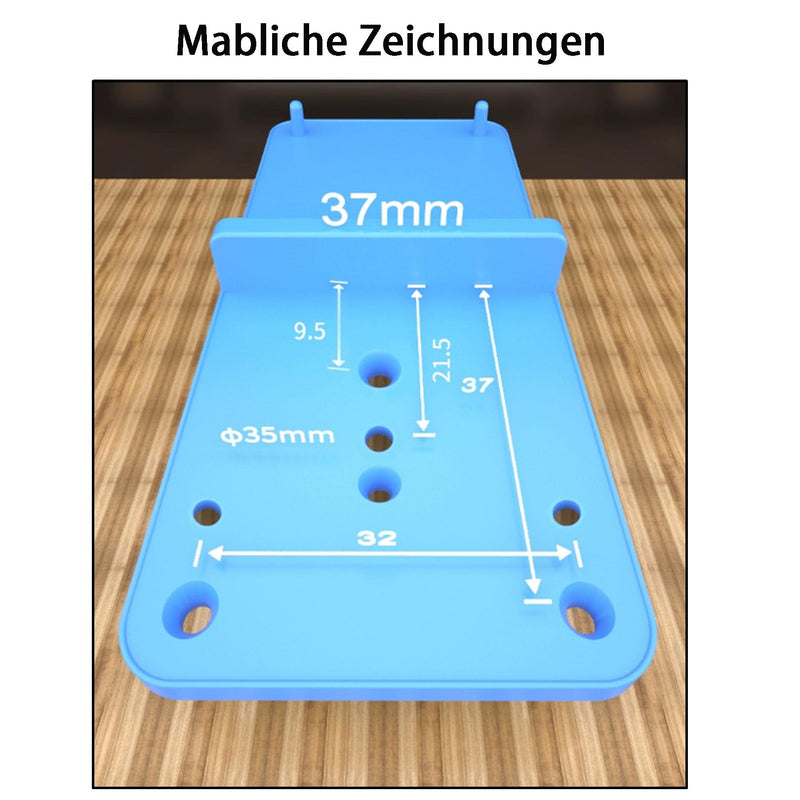 Drilling template - blue hole row template, plastic cup hinge template, pot hinge drilling template, cup hinge template for drilling aid cup hinges, mounting plates, marking template