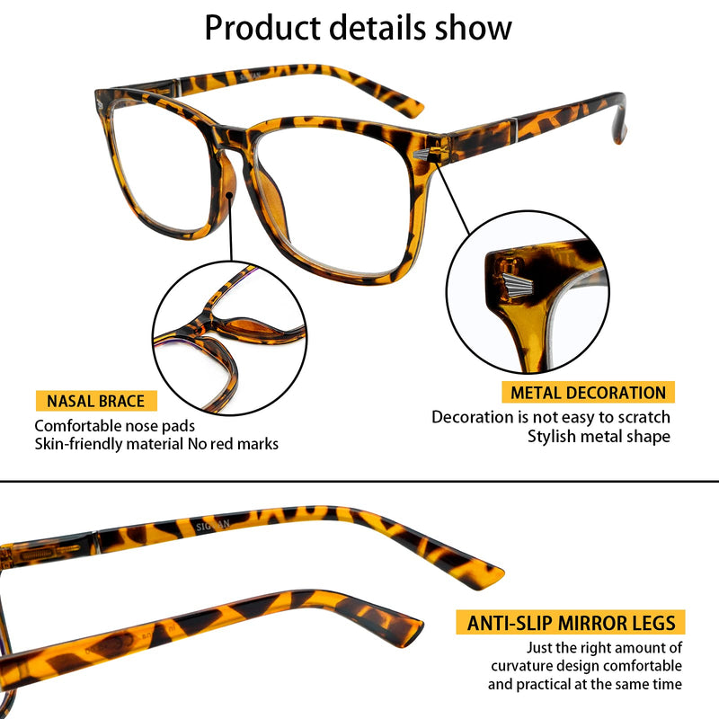 5 Pack Blue Light Blocking Reading Glasses Fashion Square Computer Glasses Women Men Comfort Reading Gaming TV Glasses 5 Mix 0.0 x