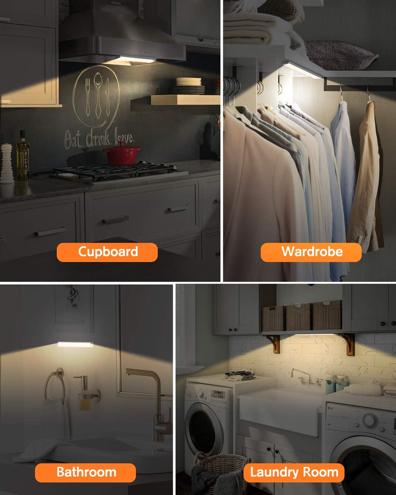 Motion Sensor Led Under Cabinet Lighting Wireless Cabinet Light Rechargeable, Closet Light 30Led Battery Operated for Kitchen, Closet (Warm White, 2Pack) Warm White