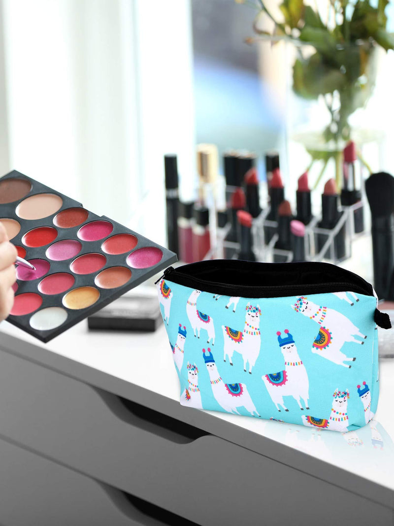 6 Pieces Makeup Bags Llama Makeup Pouch Alpaca Pattern Cosmetic Bags Cartoon Letters Printed Toiletry Travelling Bags for Valentine's Day (Cartoon Design)