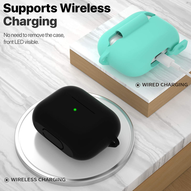 ATUAT Compatible with AirPods Pro Case, Protective Silicone Cover Compatible with AirPods Pro (2019) A-Black