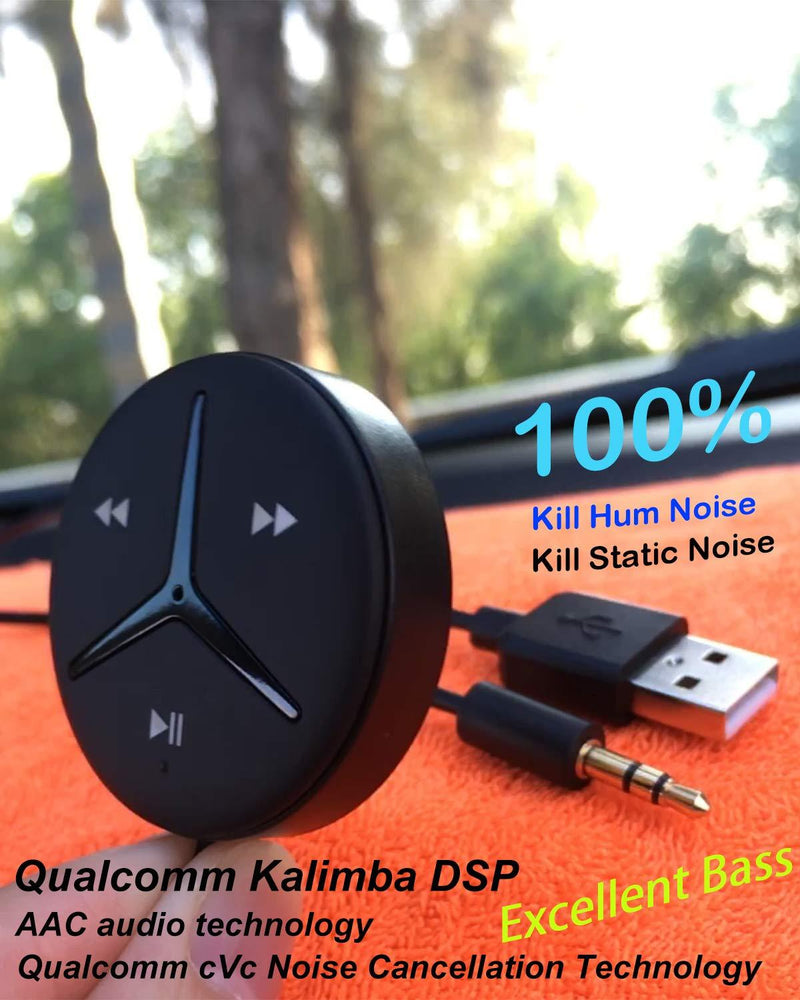 Aston Innovations HiFi Aux Bluetooth Car Kits Music Streaming Handsfree Calls Built in Noise Isolator Bluetooth Adaptor/Bluetooth Receiver for Car SUV Van SoundTek A1+
