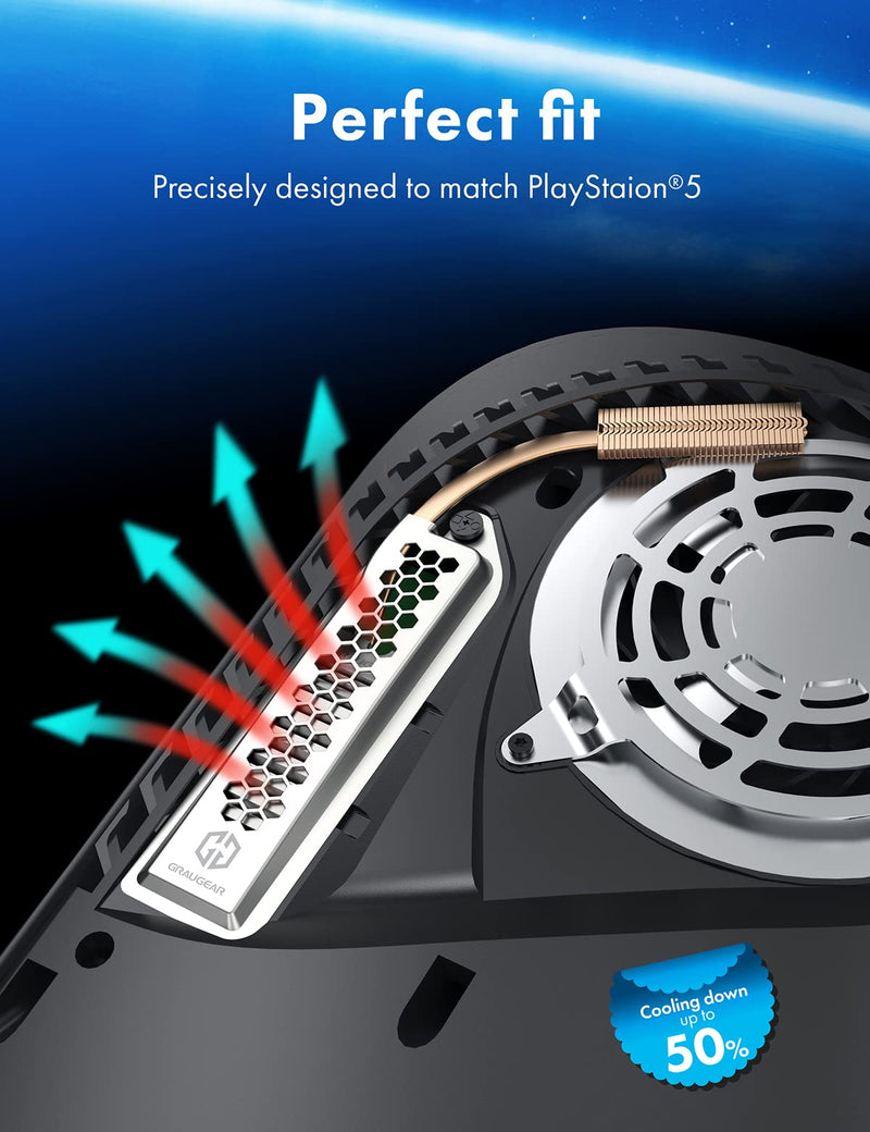 GRAYEAR | Heatpipe heatsink for M.2 SSD (2280) with cover | PS5 Heatpipe Cooler Kit | for PS®5 memory expansion | 4x thermal pads incl. | G-PS5HS01-Cov