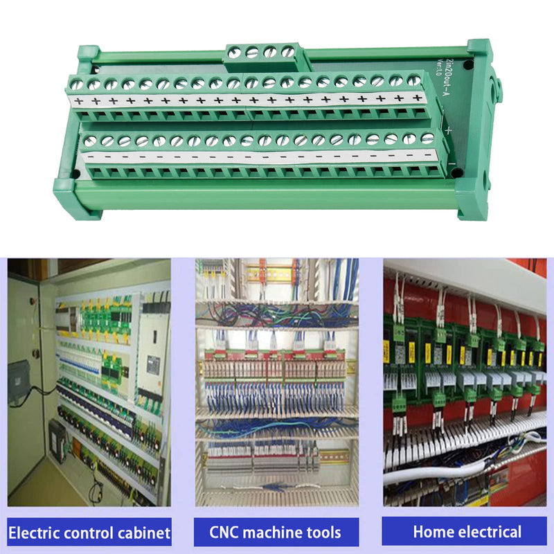 ANMBEST 2 in 20 Out Terminal Blocks Module, 25A DIN Rail and Panel Mounting Power Distribution Breakout Board for PLC Servo Power Amplifier