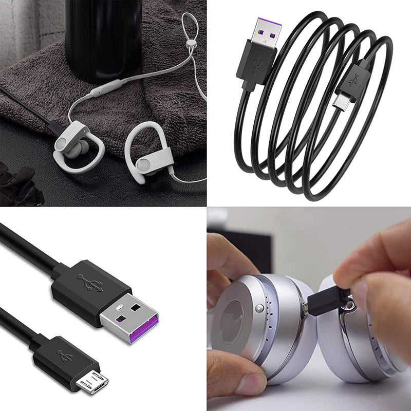 FEIYIU Charger Charging Cable Cord Compatible with for Beats by Dr Dre Studio Solo 3 2 2.0-5FT Powerbeats 3 2 Wireless Headphone Earphone, Pill Speakers Black Blue