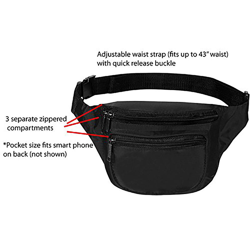 Fanny Pack, BuyAgain Quick Release Buckle Travel Sport Waist Fanny Pack Bag For Men Or Women Black