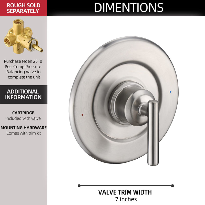 Replacement for Moen T2901BN Gibson Posi-Temp Valve Trim Kit, Brushed Nickel