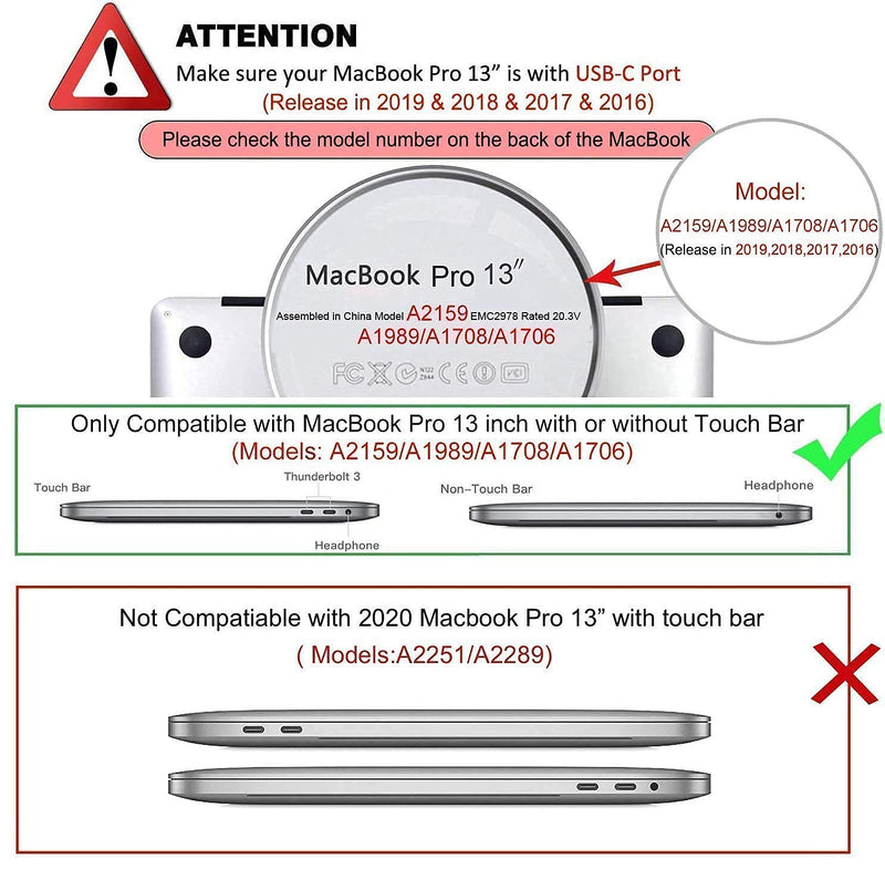 MOSISO Plastic Hard Shell Case & Vertical Sleeve Bag Compatible with MacBook Pro 13 inch 2019 2018 2017 2016 Release A2159 A1989 A1706 A1708, Black