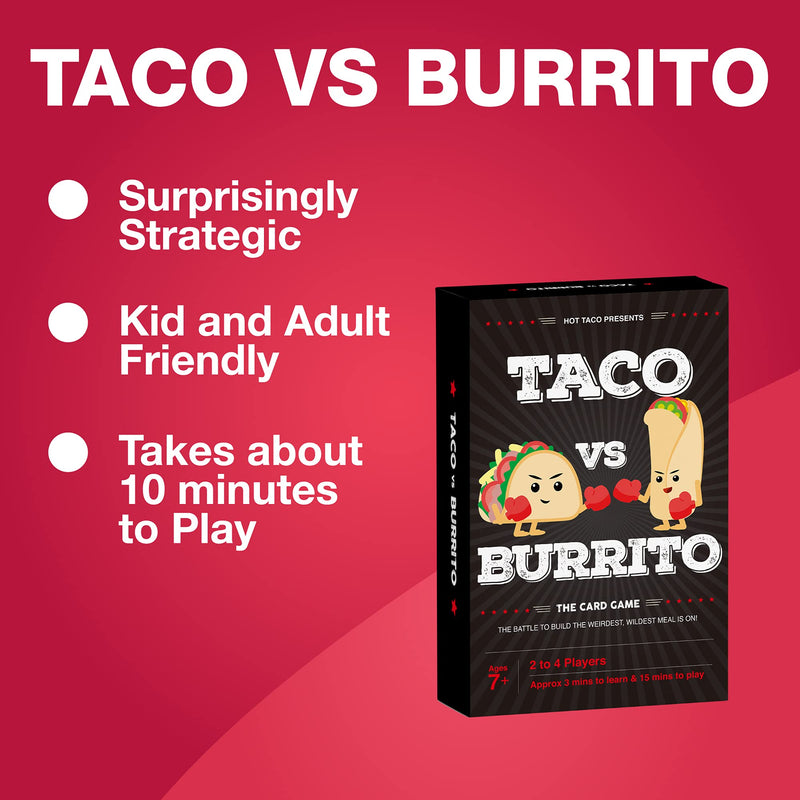 Taco vs Burrito - The Wildly Popular Surprisingly Strategic Card Game Created by a 7 Year Old - A Perfect Family-Friendly Party Game for Kids, Teens & Adults! Paper