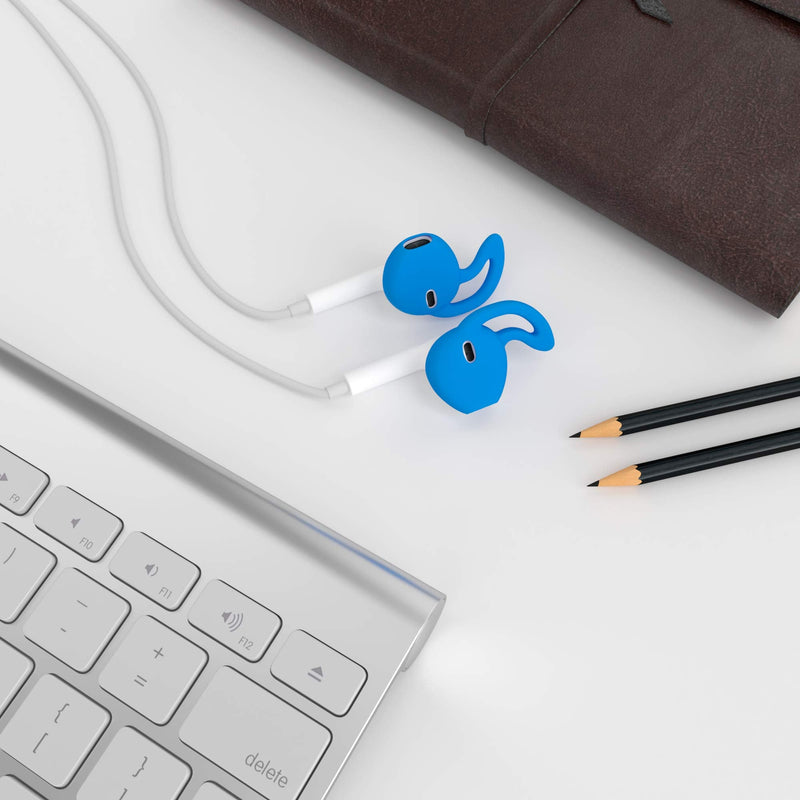Ear Hook Cover Tips for Earphone Headphones [7 Pairs] Anti-Slip Soft Silicone Ear Gels for Earpods Earbuds, Black, White, Red, Orange, Clear, Blue, Hot Pink