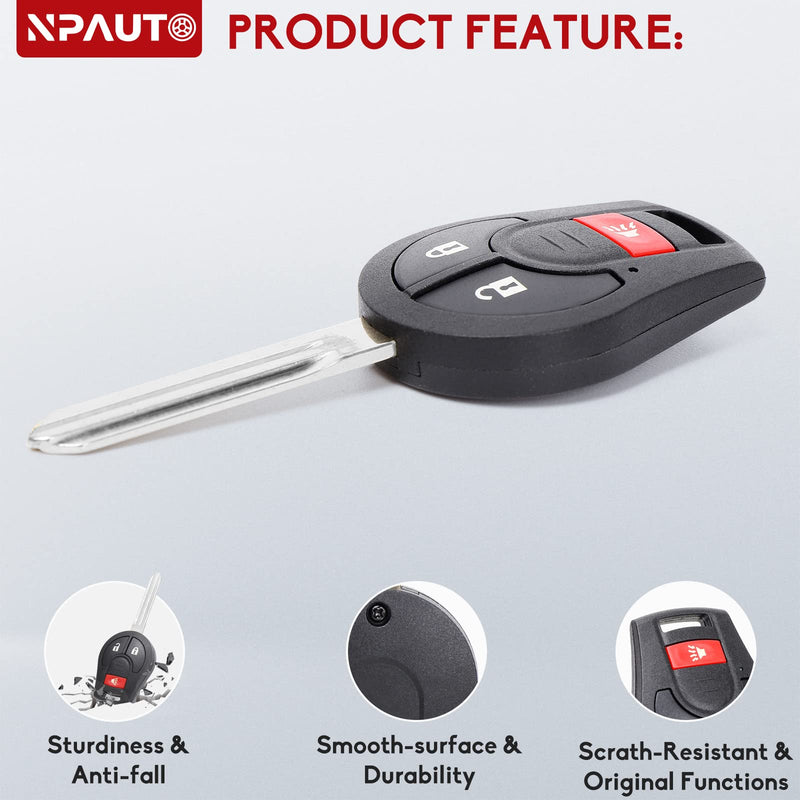 NPAUTO Key Fob Replacement for Nissan Versa Juke Rogue Sentra Titan Armada Cube Frontier NV 2008-2015 | Infiniti FX35 FX45 2003-2008 Keyless Entry Remote Uncut Ignition Key Fob (CWTWB1U751, Pack of 2)