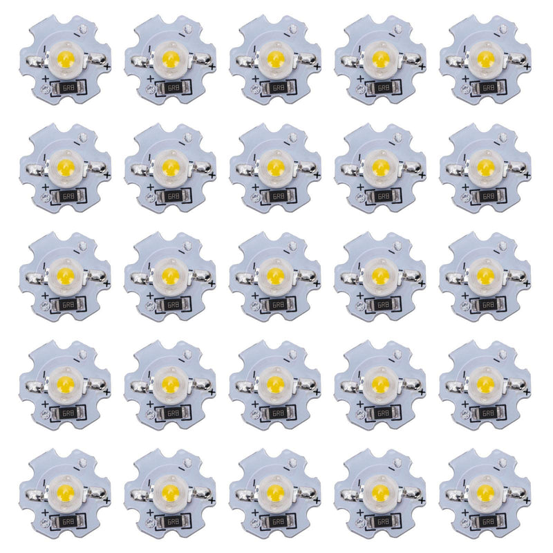 KIMISS LED Chips LED Chips Aluminum 25pcs 5V LED Chips 200Lm 1W High Power LED Lamp Beads for DIY Lighting Fixtures (Warm White) Warm White