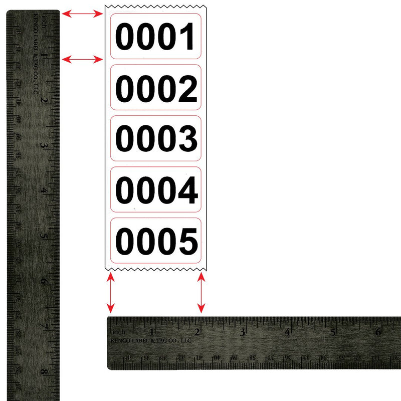 Consecutively Numbered Labels Self Adhesive Durable Vinyl- Measure: 2" X 1" by Kenco (ROLL 001-500) ROLL 001-500