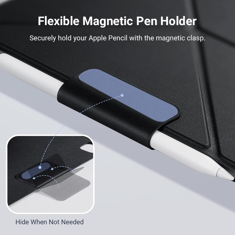 PITAKA iPad Pro 12.9 Case, MagEZ Folio 2 for iPad Pro 12.9, Lightweight, Multi-fold Folio with Hidden Magnetic Apple Pencil Holder, Compatible with MagEZ Case 2/Pro for iPad Pro - Black 12.9" iPad Pro 2022/2021/2020/2018 (3-6th Gen)