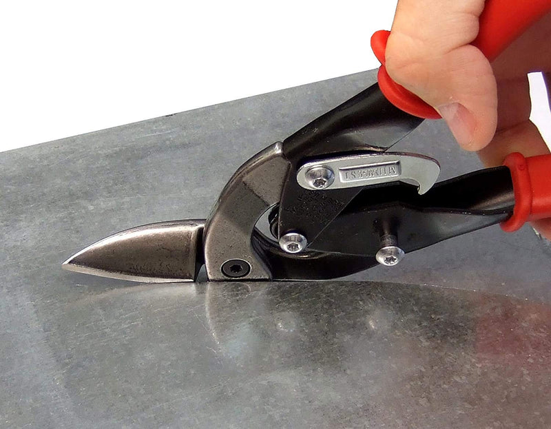 MIDWEST Tool and Cutlery Aviation Snip - Left Cut Offset Tin Cutting Shears with Forged Blade & KUSH'N-POWER Comfort Grips - MWT-6510L