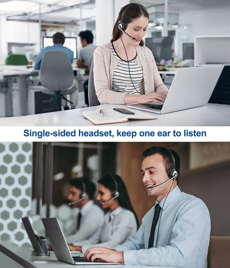 Phone Headset for Cell Phone with Microphone Noise Cancelling, 3.5mm Computer Headphones for iPhone Samsung PC Mac, Laptop Headset for Office Home School Classroom Call Center Skype Zoom Black