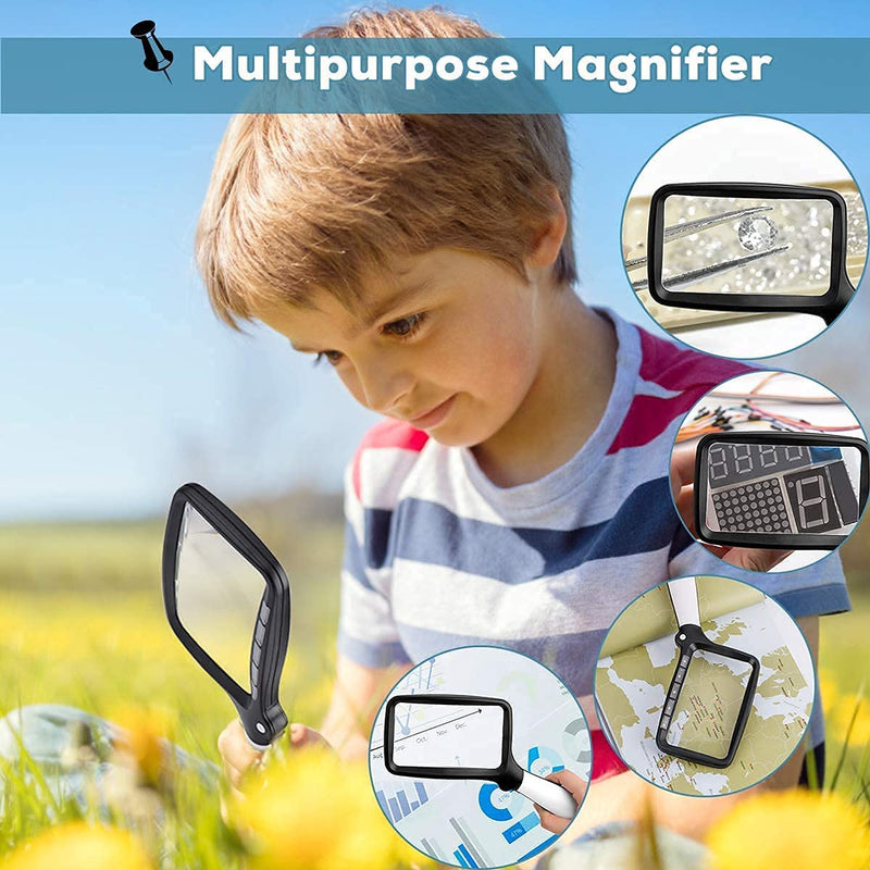 VOCA Magnifying Glass with Light, 3X Foldable Large Rectangle Reading Magnifier with Dimmable LED Light for Seniors, Newspaper, Books, Small Print, Lighted Gift for Low Visions