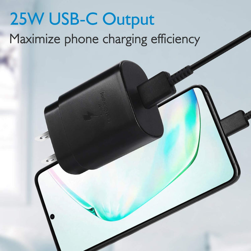 USB C Charger,25W Samsung Super Fast Charger and 5FT Type C Charger Cable Fast Charging for Samsung Galaxy S21/S21Ultra 5G/S21Plus/S20/S20Ultra/Note 20/Note 20Ultra/Note 10/Note10 Plus/Z Fold 3/Flip 3 Black