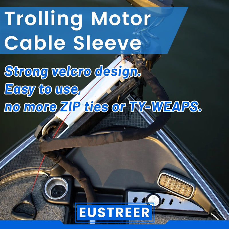 Trolling Motor Cable Sleeve, 60" Neoprene Cable Sleeve for Trolling Motor Wire, Protect and Manage Trolling Motor Cables, Black & White