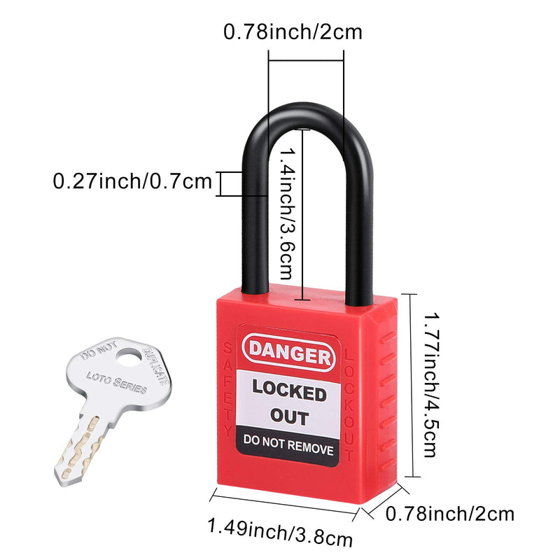 Valve Lockout and Safety Padlock Combination Oil Gas Valve Lock Natural Gas Valve for Chemical Industry, 1-2.5 inch, Red