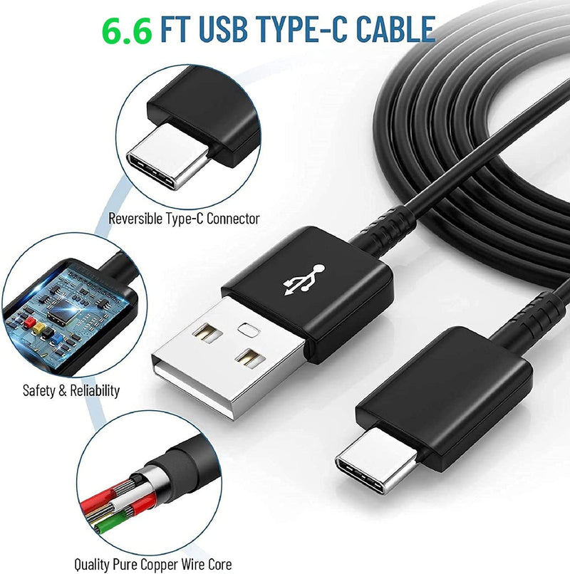Samsung Fast Charger with USB Type C Cable 6ft for Samsung Galaxy S10/S10e/S10 Plus/S9/S9 Plus/S8/S8 Plus/A13/A03s/A30/A31/A32/A50/A51/A52/A53/Note 20/Note 10/Note 9/Note 8/S20/S20+/S21/S21+/S22 Ultra Black