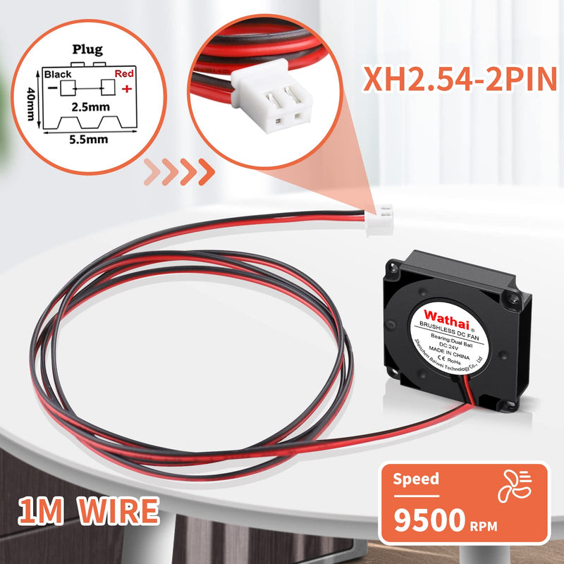 Wathai 40mm x 10mm DC 24V Blower Fan Extruder Hot End Turbo Duall Ball High Speed 4010 Radial Fans for Ender 3 3D Printer Cooling 2 Pack