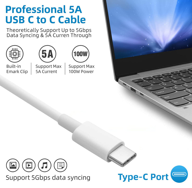 Mac Book Pro Charger - 100W USB C Charger Power Adapter Compatible with MacBook Pro 16, 15, 14, 13 Inch, MacBook Air 13 Inch, iPad Pro 2021/2020/2019/2018 and All USB C Device, 7.2ft USB C to C Cable