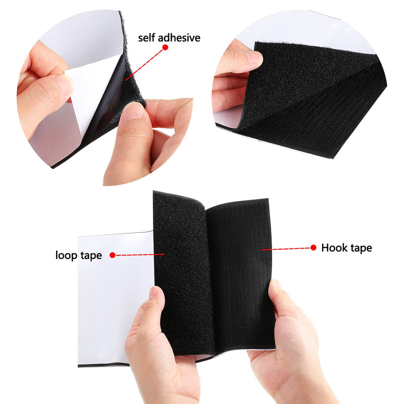 6 Inch Width Hook and Loop Tape Double Sided Hook and Loop Tape with Adhesive Back Fastener Strip 1 Yard Reusable Double Side Hook Roll Sticky Glue Nylon Patch, Black, 6 Inch x 1 Yard