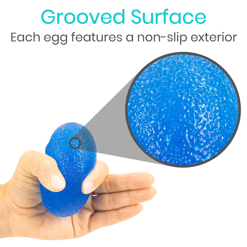 Vive Hand Squeeze Balls - Squishy Exercise Eggs Hand Therapy, Stress Relief, Arthritis & Grip Strength Therapy - Strength Trainer Equipment for Finger, Wrist, Carpal Tunnel - Squeezing Egg Trainer 4