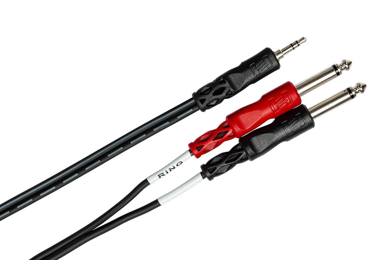 Hosa CMP-159 3.5 mm TRS to Dual 1/4" TS Stereo Breakout Cable, 10 Feet, Black, 1-Pack