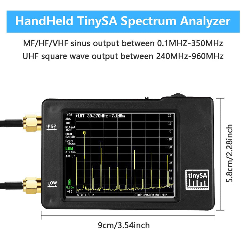 SDRGEEK TinySA Handheld Tiny Spectrum Analyzer 2.8 Inch Touching Display 100KHz-960MHz Screen Spectrum Analyzers Signal Generator with Battery