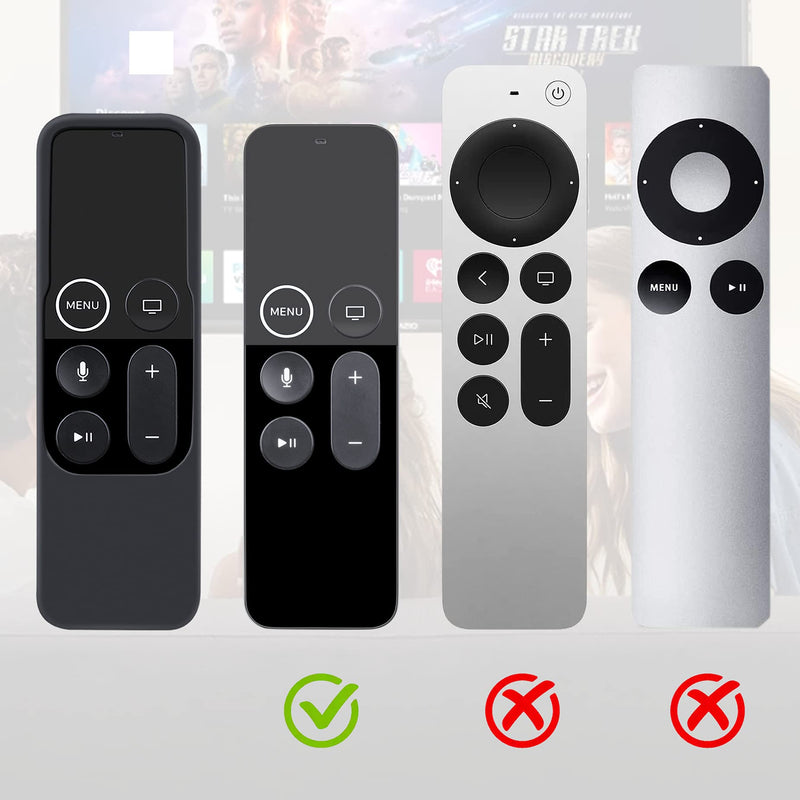 Case Compatible with Apple TV 4K/ 4th Gen Remote Light Weight Anti-Slip Shock Proof Silicone Cover for Controller for Apple TV Siri Remote - Chartreuse Black