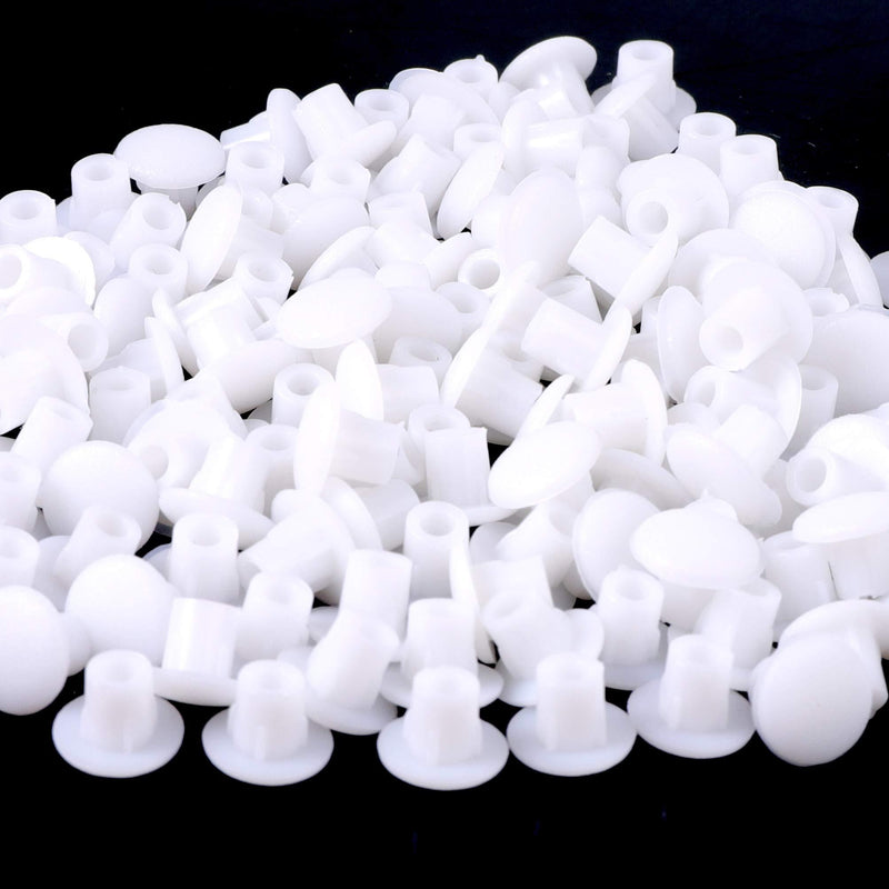 KINMAD 300 Pcs 4.4mm 0.17" Plastic Hole Plug Button Top Blanking Drilling Cover Caps Plugs for Chair Cabinet Cupboard Shelf, White 300 Pieces