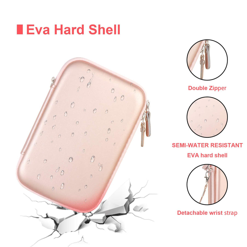 Canboc Hard Carrying Case for Maxone 250GB 320GB 500GB 1TB 2TB Ultra Slim Portable External Hard Drive HDD USB 3.0, Mesh Pocket fits Dongle, Flash Drives, USB Cable, SD Card, Rose Gold