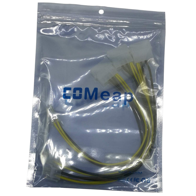 (3-Pack) COMeap LP4 Molex Male to ATX 4 pin Male Auxiliary Power Adapter Cable 9.5-inch(24cm)