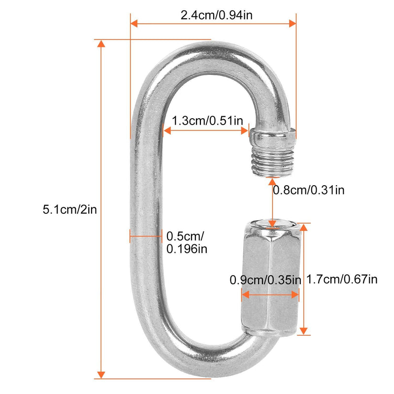 20Pack Quick Link, 3/16?Chain Link with 330lbs Loading, Stainless Steel Locking Carabiner Clip, Oval Keychain Connector Small Threaded Chain Clip for Dog Leash, Backpacks, Key Ring, Water Bottles