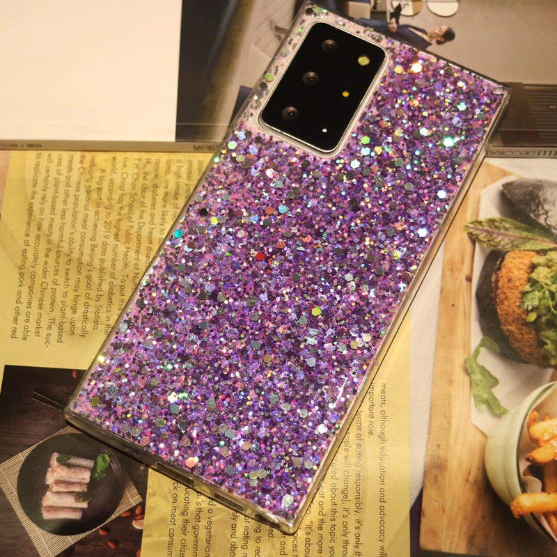 Topwin Galaxy Note 20 Ultra 5G Glitter Case, Sparkle Bling Shiny Diamond Slim Soft Reflective Clear TPU Rubber Bumper Girl Women Protective Case for Samsung Galaxy Note 20 Ultra 6.9 inch 2020 (Purple) Purpld