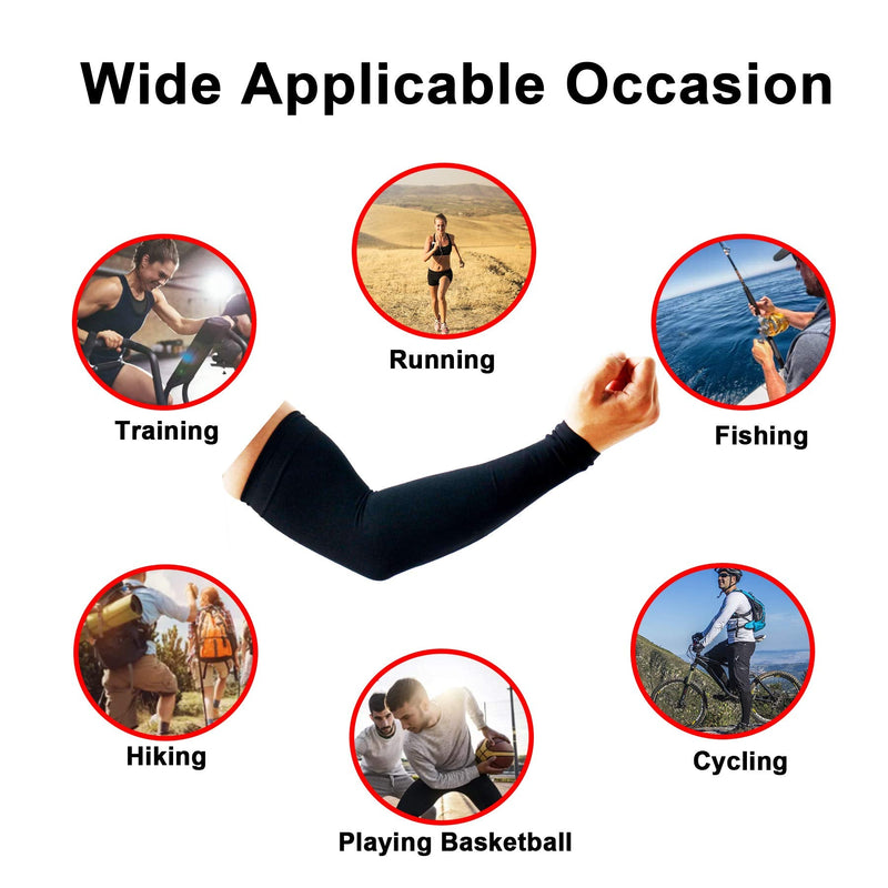 PFFY 2 & 4 Pairs UV Protection Cooling Arm Sleeves for Men and Women UPF 50 Sun Sleeve 2 Pairs Black