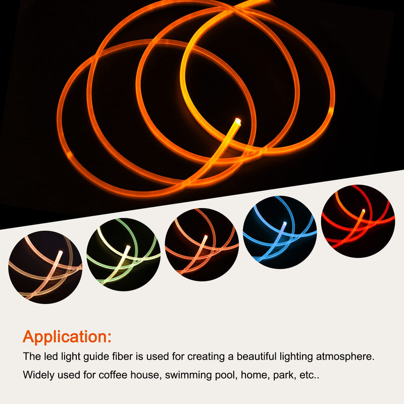 sourcing map PMMA side glow fiber optic cable 5mm 3.0M for LED light guides in the home, hotel