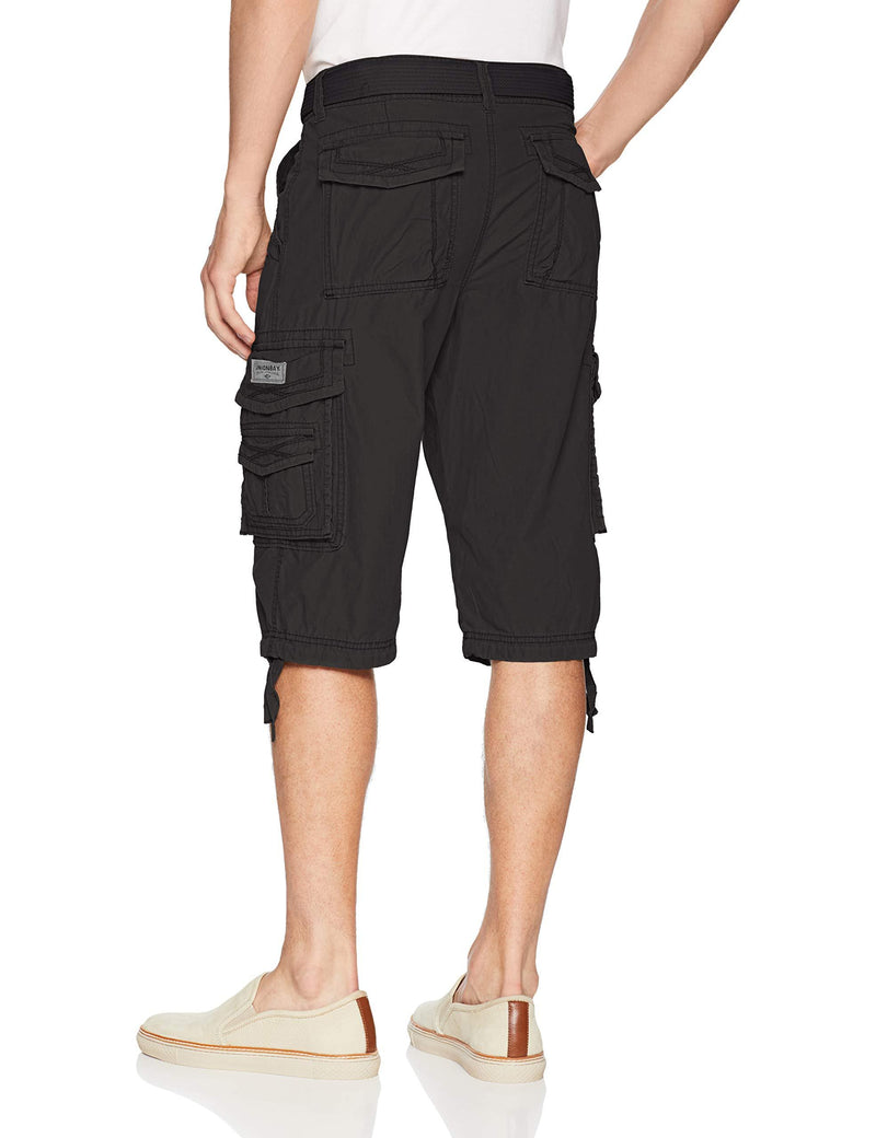 Unionbay Men's Cordova Belted Messenger Cargo Short - Reg and Big and Tall Sizes 30 Black
