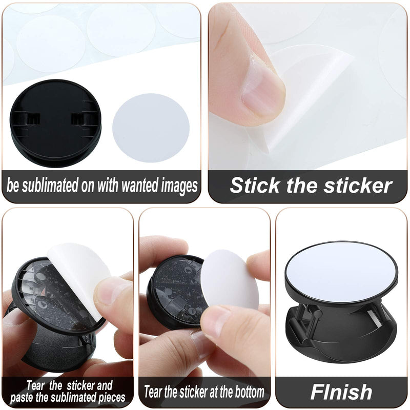 20 Pieces Sublimation Phone Holders Set Collapsible Phone Holders Phone Grip Blanks Self-Adhesive Sublimation Phone Holders for Smartphones and Tablets (Black and White) Black and White