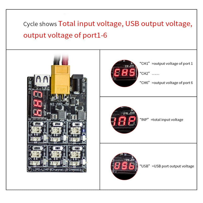 AKK 1S LiPo LiHV Battery Charge Board Micro JST 1.25 and JST-PH 2.0 2-6S Input LiPo Battery Drone Charger for Blade Inductrix Tiny Whoop