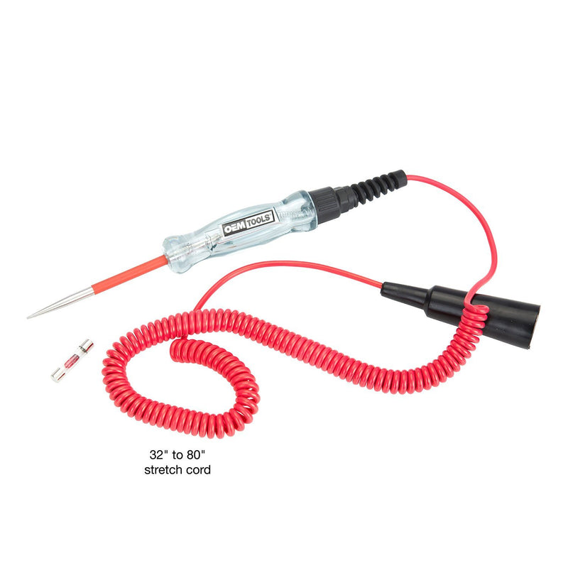 OEM TOOLS 25886 6-24V Circuit Tester | Checks Fuses & Circuits for Shorts | Simple Design | Glowing Light Confirms Current is Flowing | Tester Comes with Testing Probe & Heavy Duty Ground Clamp