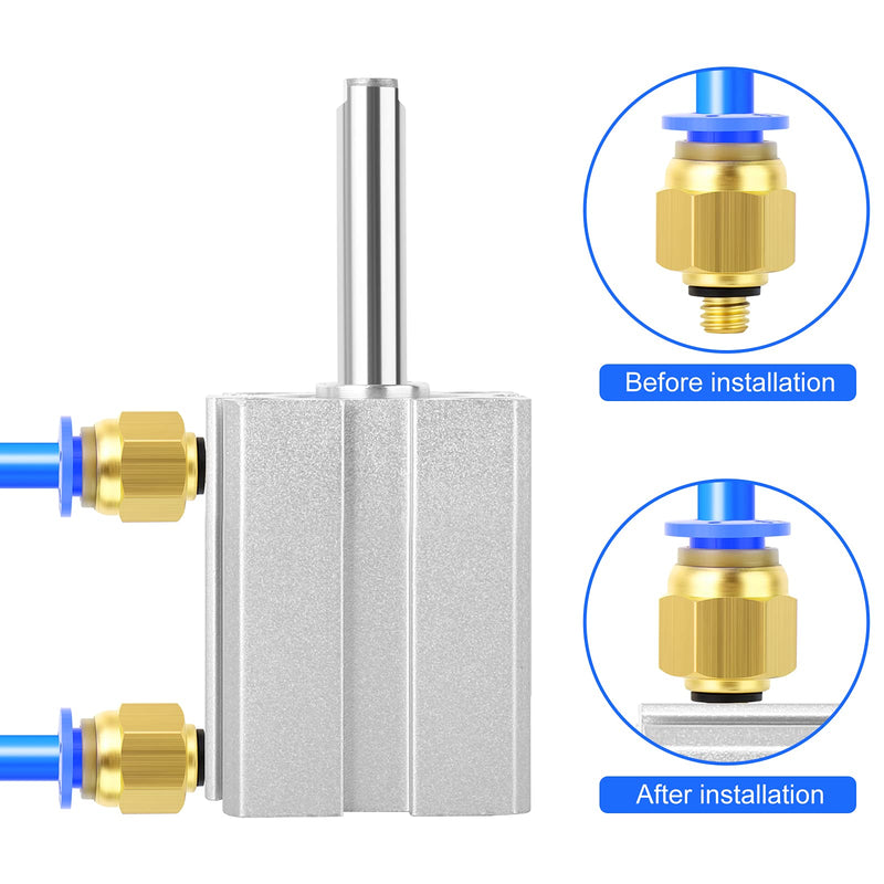 TAILONZ PNEUMATIC 20mm Bore 25mm Stroke Pneumatic Small Thin Cylinder Aluminum Pneumatic Air Cylinder SDA20-25 Bore:20mm Stroke:25MM