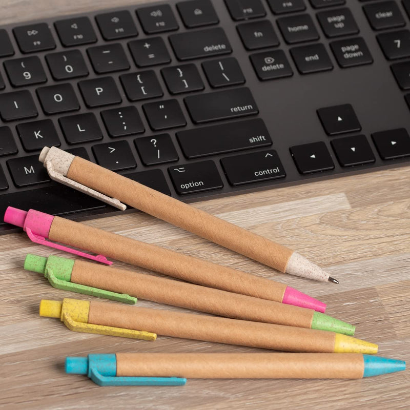 Simply Genius (100 Pack) Eco Friendly Pens Medium Point Black Ink Click Pens for Journaling Writing Office Supplies Pens Eco Friendly Products